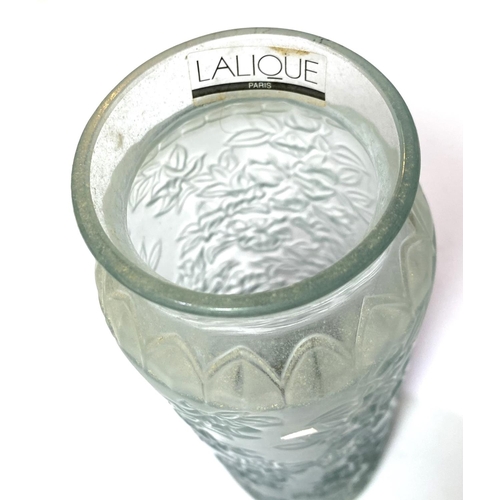 535 - René Lalique:  a cylindrical glass vase, Bougainvillaea, 18cm