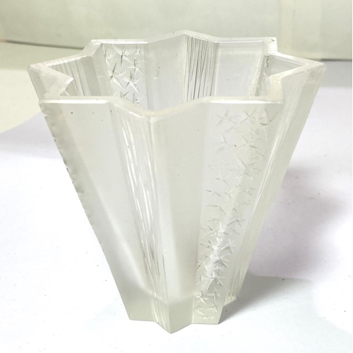 536 - René Lalique:  a tapering star shaped glass vase, height 10cm