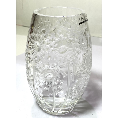 538 - René Lalique:  an ovoid glass vase decorated with flowerheads, Bucolique pattern, height 14cm