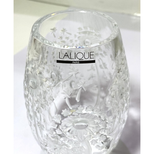 538 - René Lalique:  an ovoid glass vase decorated with flowerheads, Bucolique pattern, height 14cm