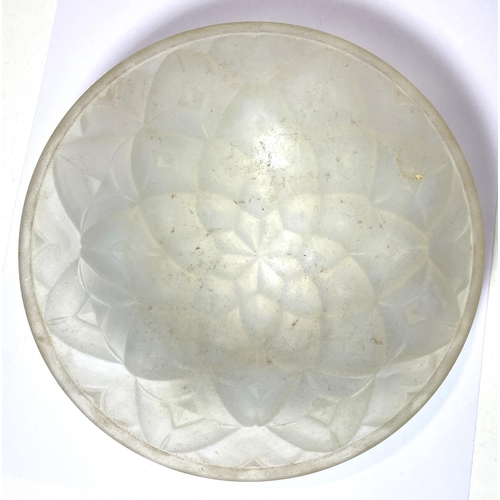 540 - A 1930's opalescent glass circular bowl decorated with palm leaves, diameter 24cm