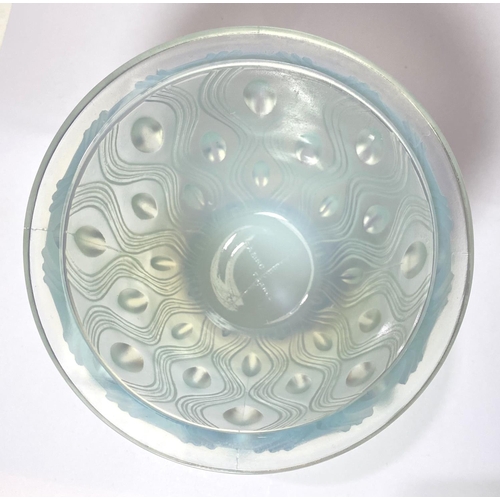 541 - A 1930's Sabino opalescent glass tapering vase decorated with oval lozenge motifs between vertical w... 