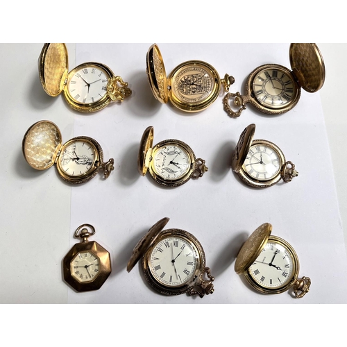 612 - 9 modern gilt pocket watches