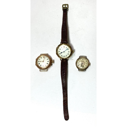 653 - Three ladies' early 20th century 9 carat hallmarked gold wristwatches