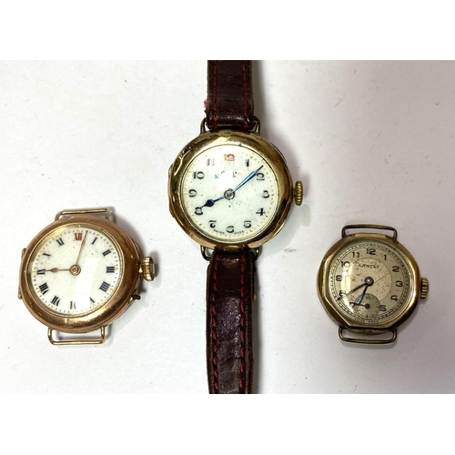 653 - Three ladies' early 20th century 9 carat hallmarked gold wristwatches