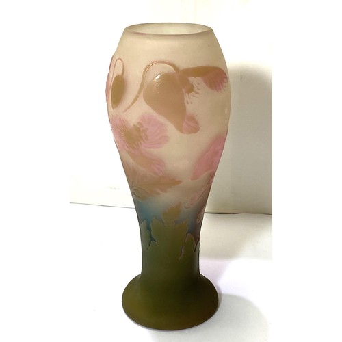 502 - Émile Gallé :  an inverted baluster cameo vase, overlaid and cut back with poppies, signed with star... 