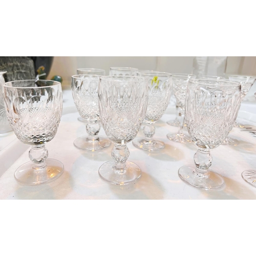 530 - Waterford Crystal Colleen:  2 sets of 4 port & sherry glasses; 6 liqueur glasses