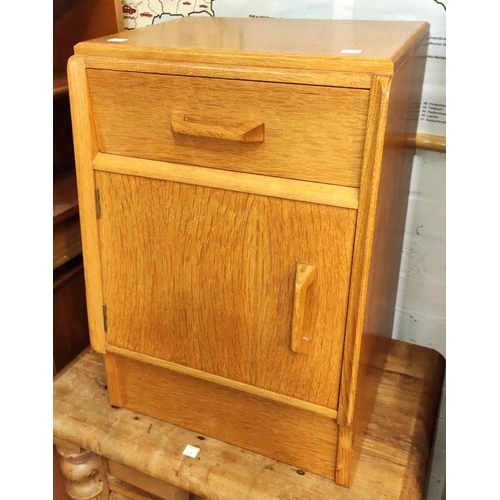 897 - A small mid 20th century light wood G-plan bedside cabinet; A mid 20th century teak nest of 3 tables