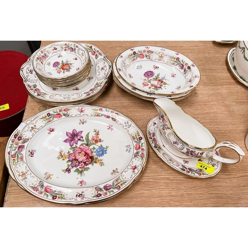 474 - A selection of Hammersley Dresden Sprays dinner ware including three oval serving bowls, three gradu... 