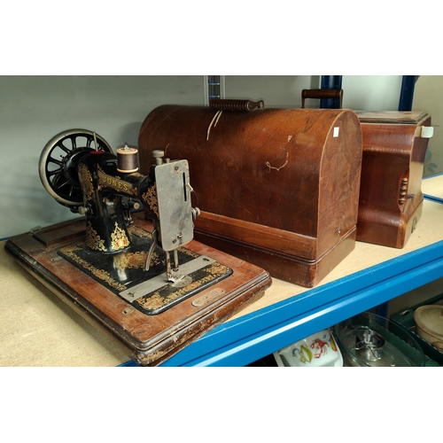 15 - A cased Singer sewing machine and a cased Jones sewing machine