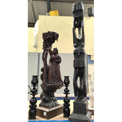 22 - A selection of African carved figures, treen etc