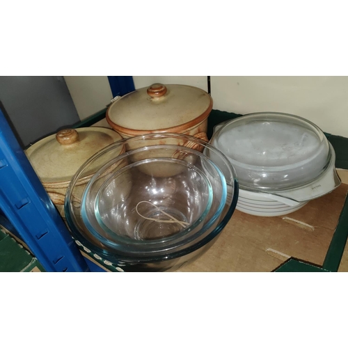 23 - A selection of vintage Pyrex and other similar kitchen wares; A Brabantia bin and a bread bin