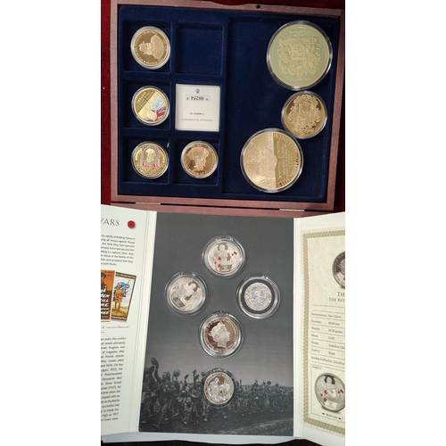 39 - Churchill gold layered medallions and War to end all Wars medallions