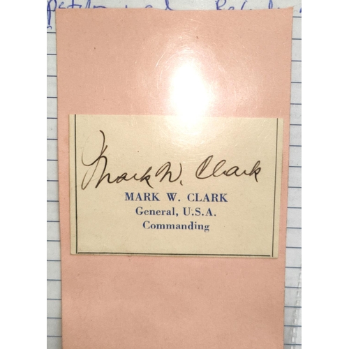 392B - A mounted pen signature of USA Commanding General Mark W. Clark with typed details