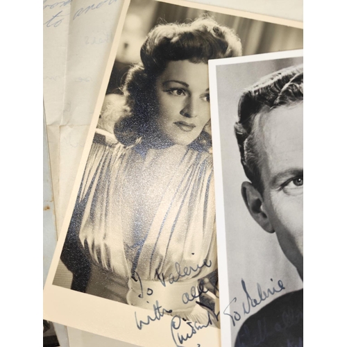 396A - A selection of signed black and white pictures of stars and letters with signatures etc