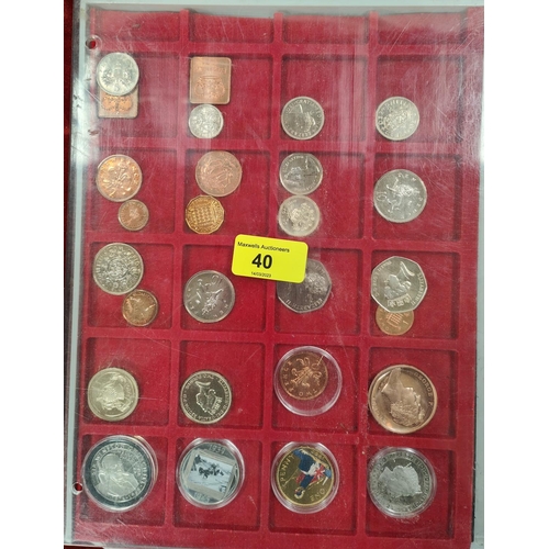 40 - 1970 10 and 2/6 proofs and decimal coins in tray 1/2p - £2 coin, alphabet 10p coins, medallion... 