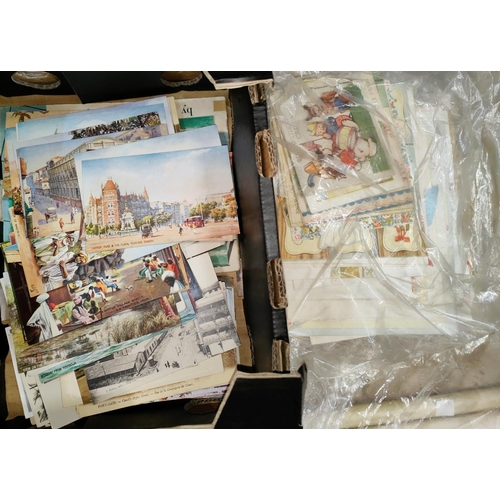 165 - A collection of vintage postcards, stamps etc