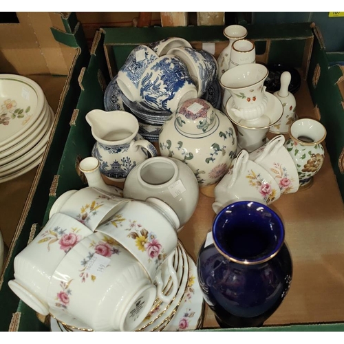 149 - An 18 piece floral tea set by Royal Stafford; a willow pattern part tea set, 11 pieces; decorative c... 