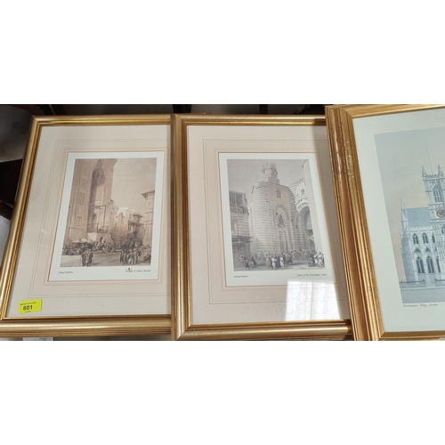 801 - A set of 6 prints after David Roberts - Middle Eastern scenes, gilt framed