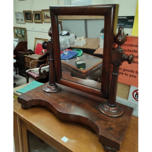 966 - Mahogany dressing table mirror and a poker work sewing chair.