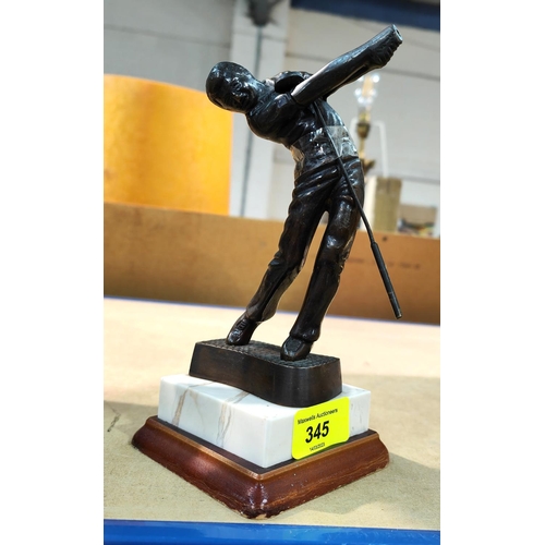 345 - A bronzed golf trophy 