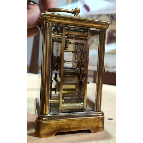 347 - A large late 19th century carriage clock with time piece movement, ht 15cm