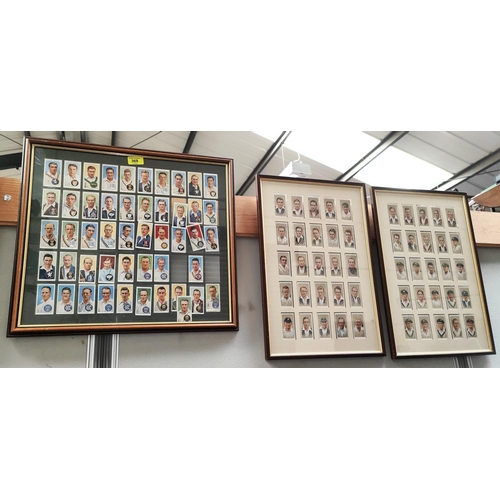 369 - Three framed sets of Players cigarette cricketers cards for 1934 and 1938