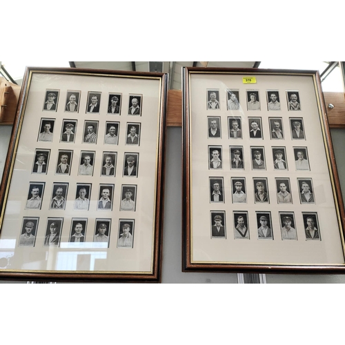 370 - Two framed black and white sets of Ogdens cricketers cigarette cards 1926 series