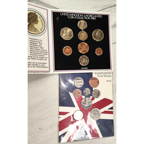 390C - Two GB uncirculated coin sets, 1983 and 2012