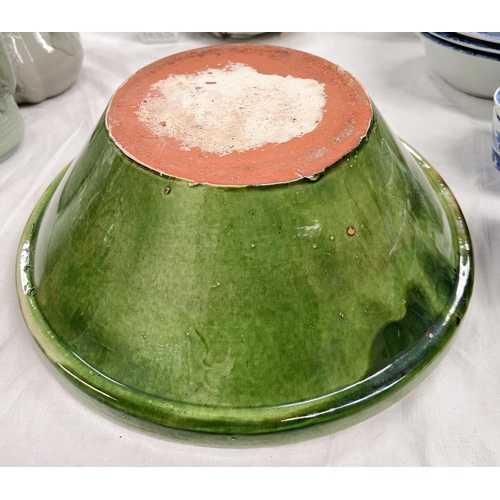 469 - A stoneware green lustre bread crock bowl, diameter 35cm