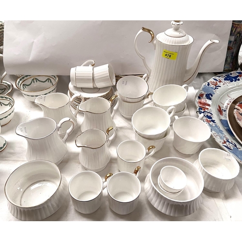 478 - A selection of Hammersley fluted white china tea/coffee ware, 34 pieces approx