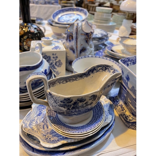 492 - A selection of Spode and other blue & white pottery