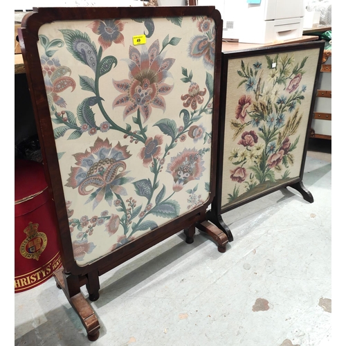 49 - A needlework firescreen/occasional table; another firescreen