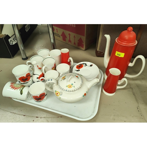 550 - A 1960's Carltonware 3 piece coffee set; a Wedgwood 13 piece part tea set 