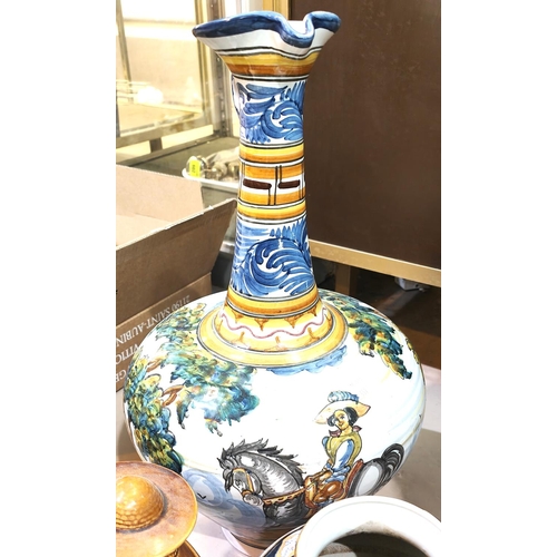 551 - A tall majolica jug; Portmeirion and other decorative pottery