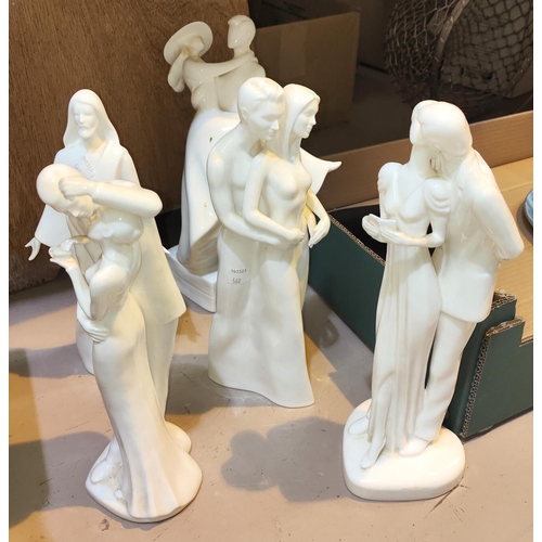 560 - Five Royal Doulton 'Images' figures:  In Love; Our First Christmas; The Messiah; Happy Annivers... 