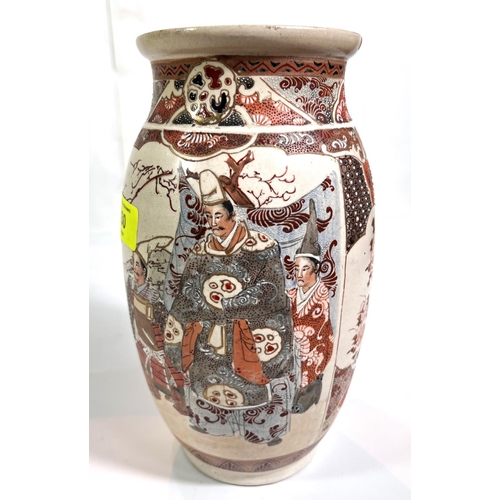 430 - A Japanese Meiji period satsuma vase with male and female figure decoration in panels, height 24cm (... 