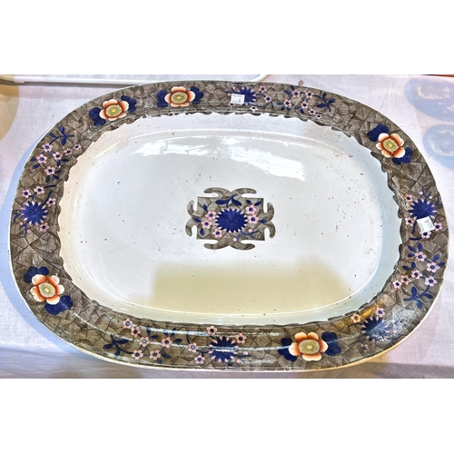 443A - A large 19th century Spode meat plate length 52 cm