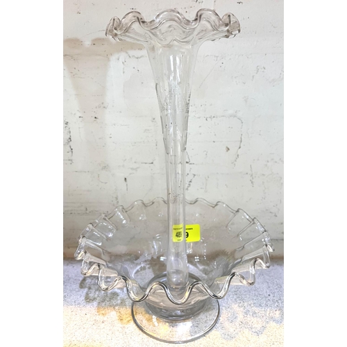 489 - A pair of glass table candelabra; glassware