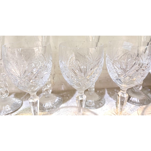 581 - A 6 setting suite of Crystal glasses (made in Czechoslovakia): white wine; red wine; sherry and tumb... 