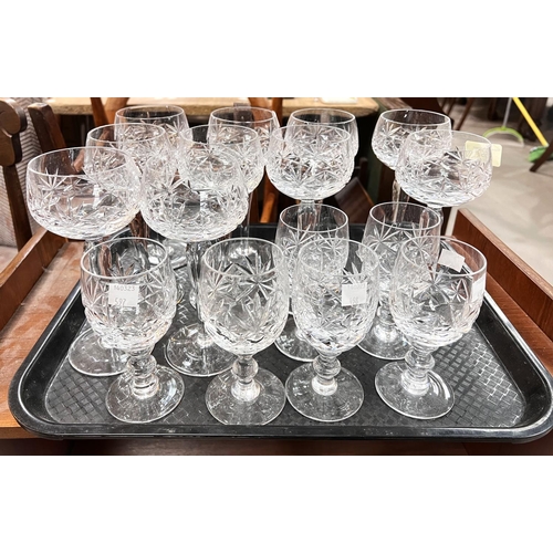 597 - A set of 12 cut hock glasses and matching part sets