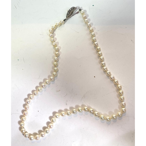 666A - A single pearl necklace with white metal clasp