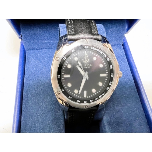 716 - A stainless steel 'Nautical Time' watch, boxed