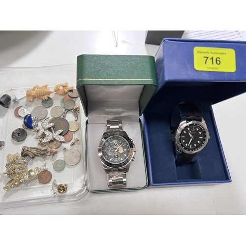 716 - A stainless steel 'Nautical Time' watch, boxed