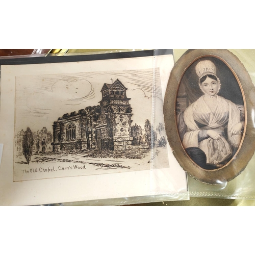 812A - A 19th century etching of a half length portrait of a lady unframed and another etching