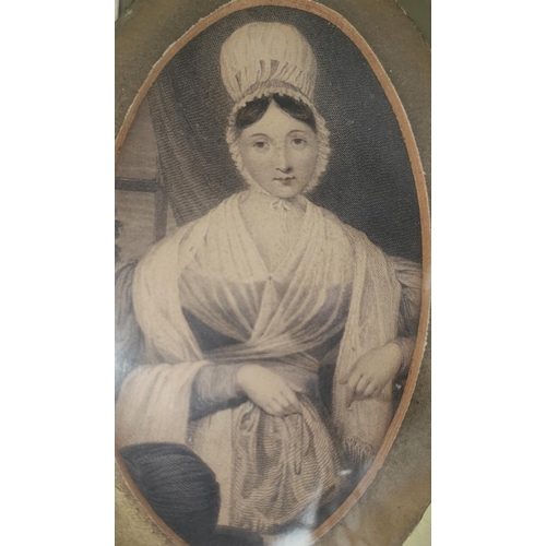 812A - A 19th century etching of a half length portrait of a lady unframed and another etching