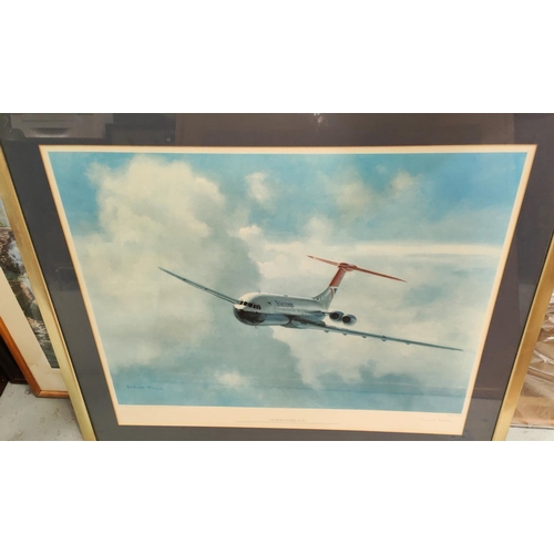 812C - A signed print of an Aircraft Vickers Super VC10 Edmund Miller framed and glazed 