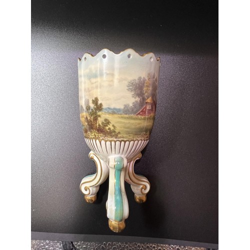 455 - An early 19th century hand painted Davenport vase; an Austrian china basket with small girl mount an... 