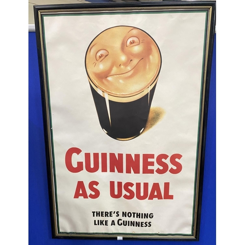 19 - A French cast metal Noir et Blanc whiskey advertising stand, a framed reproduction Guinness poster a... 
