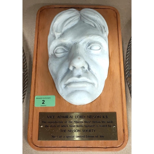 2 - A Nelson Society limited edition reproduction of 'The Queen Mary' Life mask for Lord Nelson 3 of 100... 
